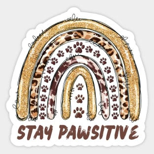 Stay Pawsitive Cheetah Leopard Print Rainbow Sticker